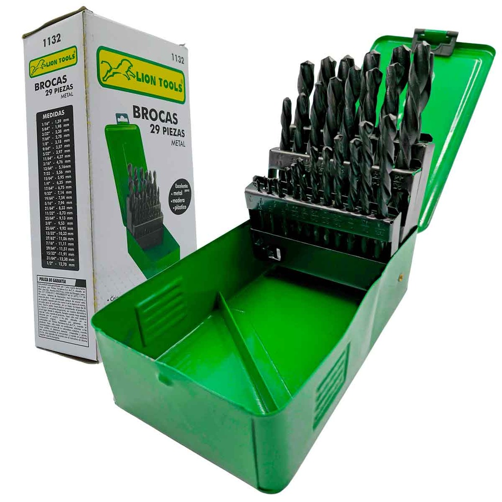 BROCA DE METAL CON ESTUCHE 29 PIEZAS LION TOOLS 