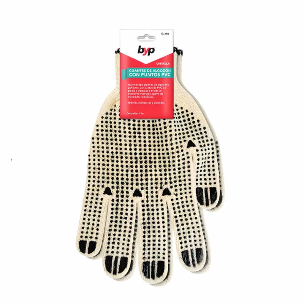 GUANTE DE ALGODÓN CON PUNTOS PVC (UNITALLA  PAR) BYP
