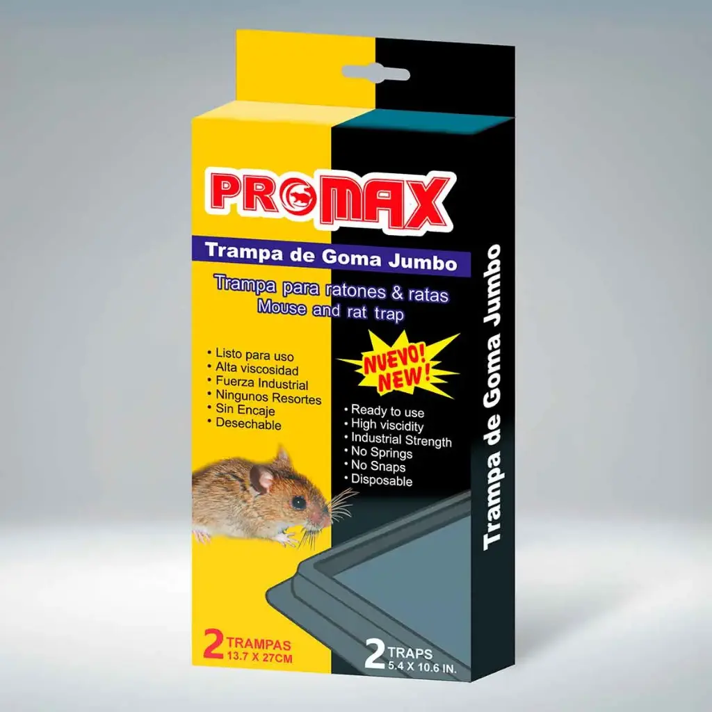 TRAMPA DE PEGAMENTO RATON CAJA 4 PZS DE 11.6X9CM PERSONALIZADO PROMAX