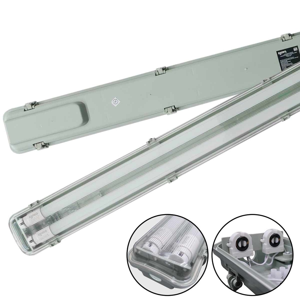 GABINETE A PRUEBA DE VAPOR PARA LED T5 Y T8 -18W INCLUYE TUBOS T8 IGOTO