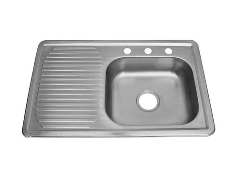 [14004] TARJA ACERO INOX. 80X50 CM PROF. 12 CM ESC. IZQUIERDO FONTANERY