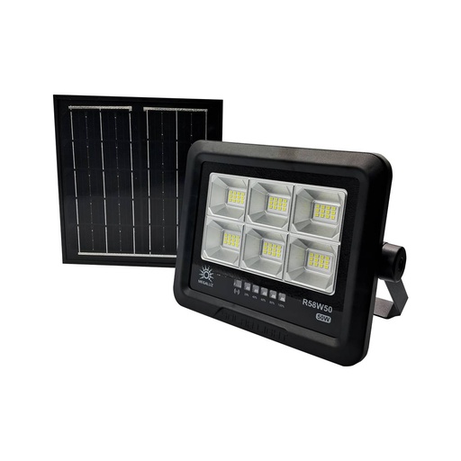 [R58W50] REFLECTOR SOLAR RECTANGULAR 50W MEGA LUZ COLOR NEGRO