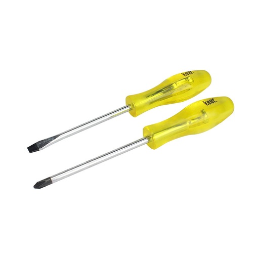 [6671] JUEGO DE 2 DESARMADORES 1/4" X 4"  MANGO  DE PVC KEER