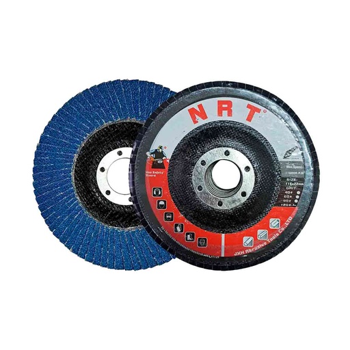 [L115X22G120] DISCO LAMINADO (FLAP) PARA DESBASTE Y PULIDO 4 1/2" (115MM) X 7/8" (22MM) ALUMINA GRANO 120 NRT