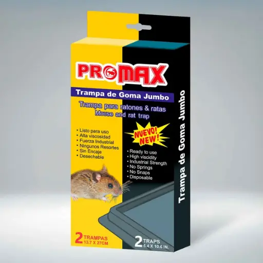 [32243D] TRAMPA DE PEGAMENTO JUMBO RATA CAJA 2 PZS 13.7X27CM PERSONALIZADO PROMAX